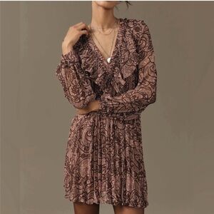 Anthropologie Long-Sleeve Ruffle Swing Mini Dress X-Large NWT